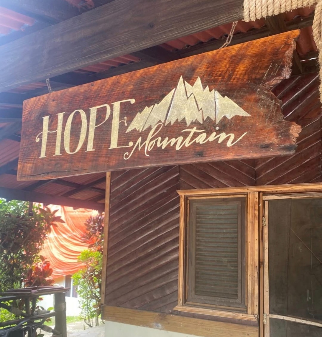 The Hope Mountain welcome sign